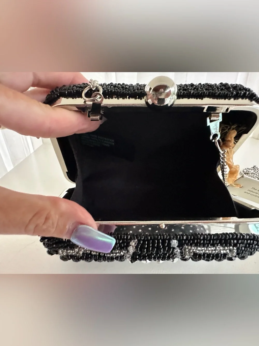 📸 Black Beaded Camera Clutch with Crystal Accents from India to you! NWT